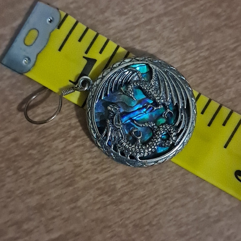 Abalone 925 Sterling Silver Phenix & Dragon Earrings - Picture 6 of 6